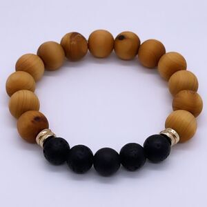 NWT Wool + Pepper Co. Lava & Wood Bracelet